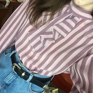 Vintage Purple Striped Blouse